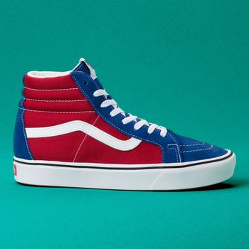 Damske Kotnikove Tenisky Vans Two-tone Comfycush Sk8-Hi Reissue Modre/Červené VA20TFESC